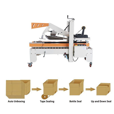 شريط لاصق كرتون المغلق آلة الختم مربع شبه التلقائي أعلى وأسفل حزام مدفوع